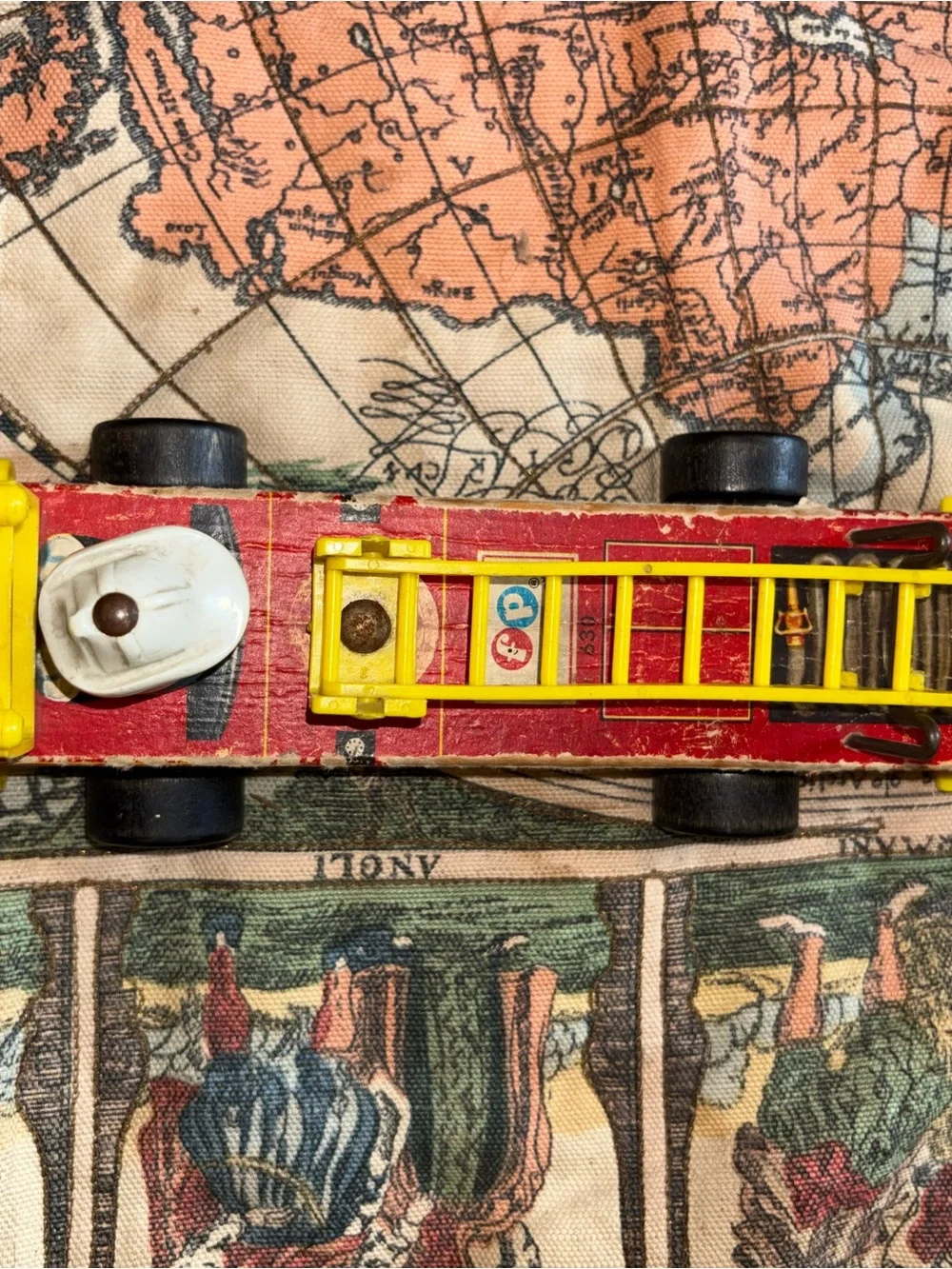 Vintage Red and Yellow Toy Fire Truck - Kids Toys